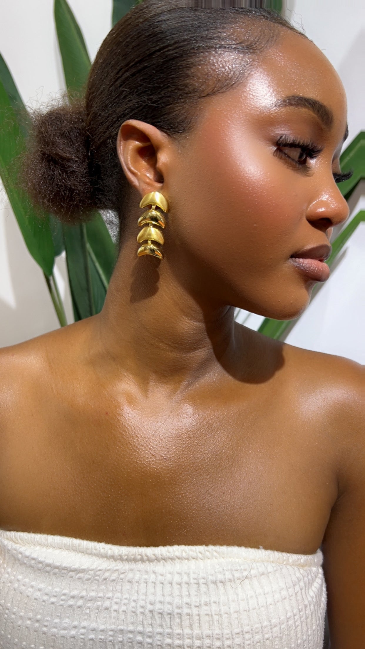 Golden Arc Tiered Statement Earrings (Rbs533)