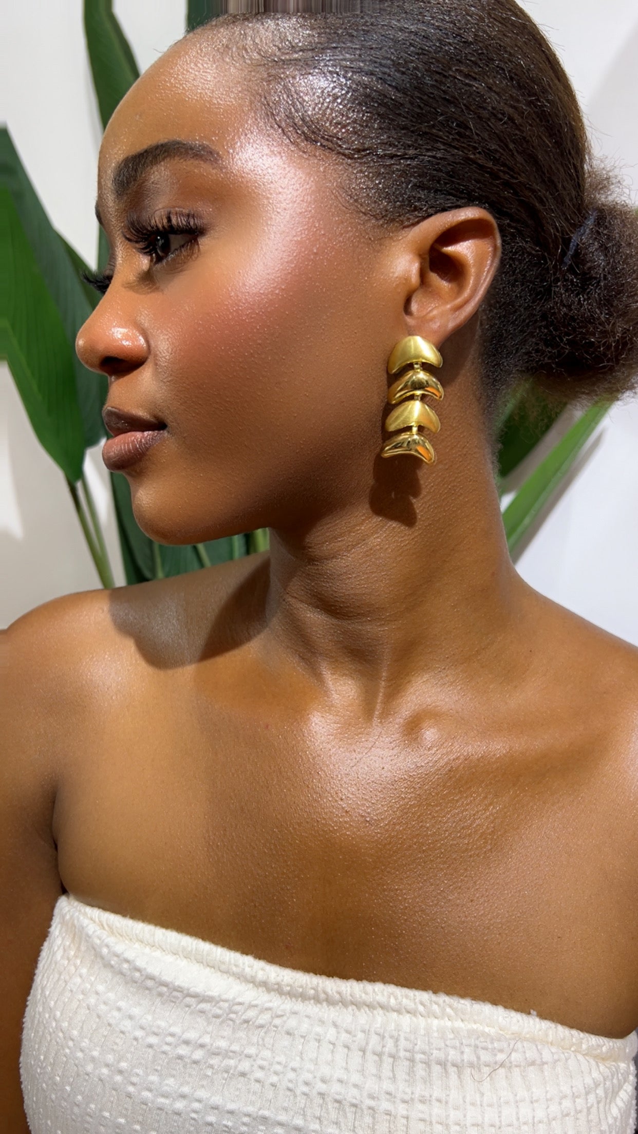 Golden Arc Tiered Statement Earrings (Rbs533)