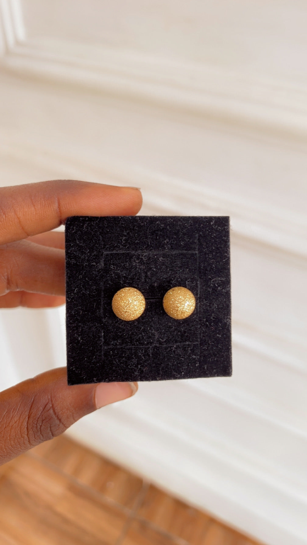 Gold rep stud earrings (RBS1041) statement